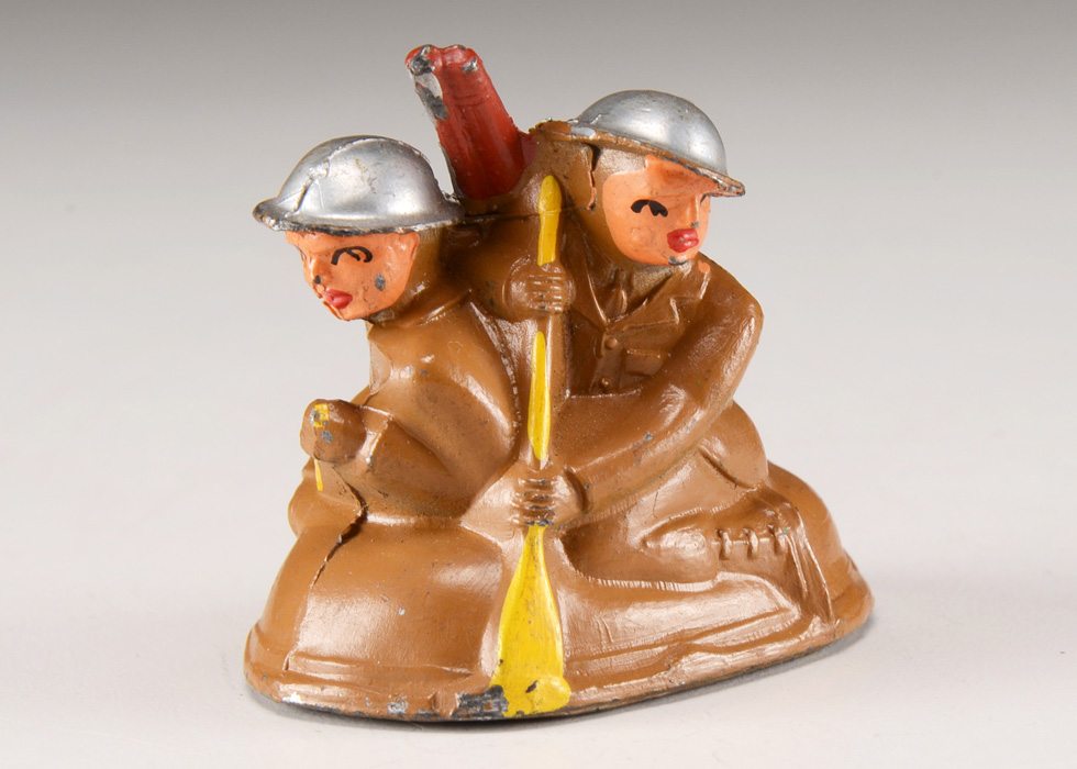 Vintage Barclay Soldiers in Boat with Cast Helmets