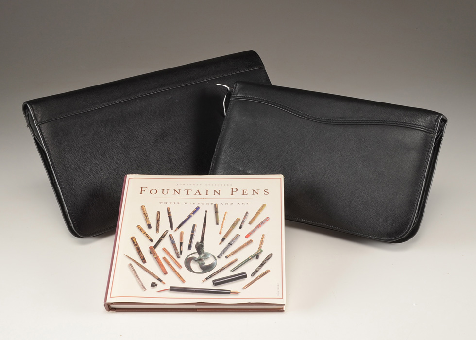 Two Leather Pen Case and "Fountain Pens" Book
