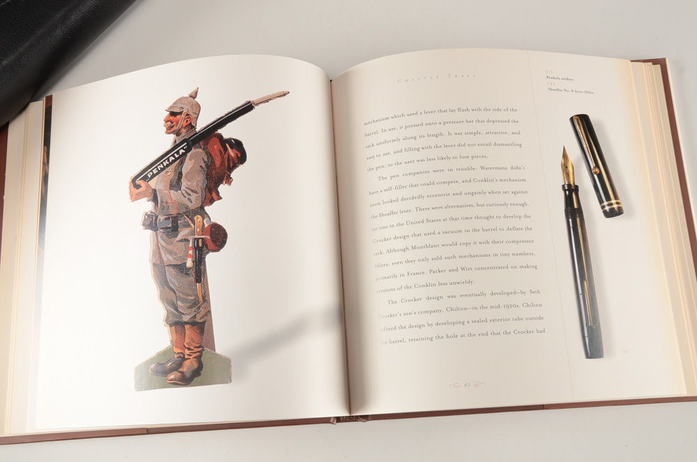 Two Leather Pen Case and "Fountain Pens" Book