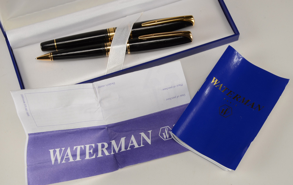 Waterman Charleston Black and Gold Pen and Pencil Set