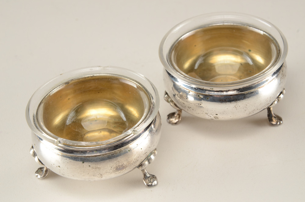 Pair of Two Austrian 850 Silver Salt Cellars