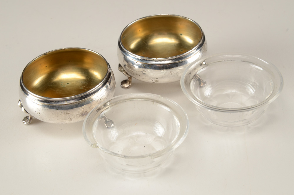 Pair of Two Austrian 850 Silver Salt Cellars