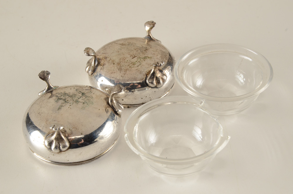 Pair of Two Austrian 850 Silver Salt Cellars