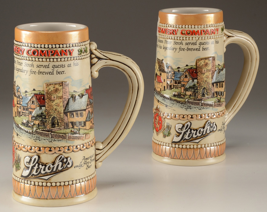 Six Stroh's Brewery Collector Steins