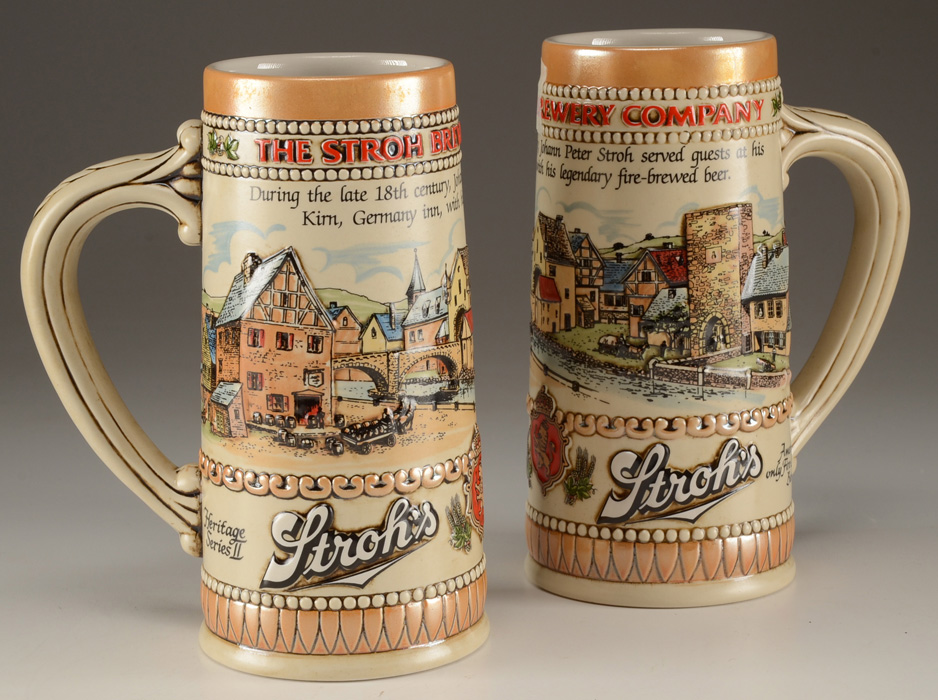 Six Stroh's Brewery Collector Steins