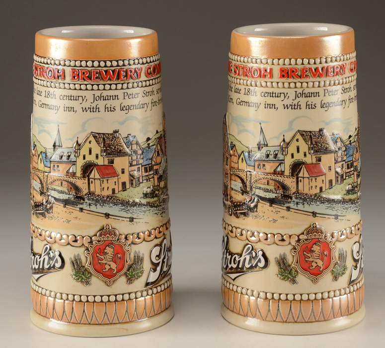 Six Stroh's Brewery Collector Steins