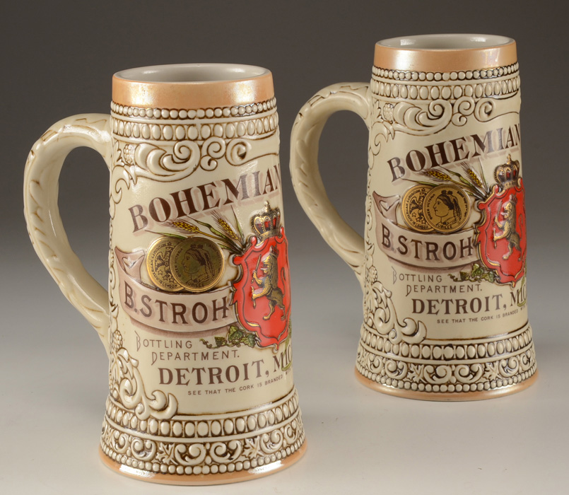 Six Stroh's Brewery Collector Steins