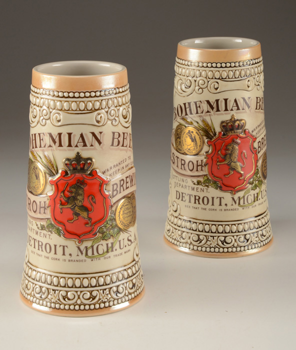 Six Stroh's Brewery Collector Steins