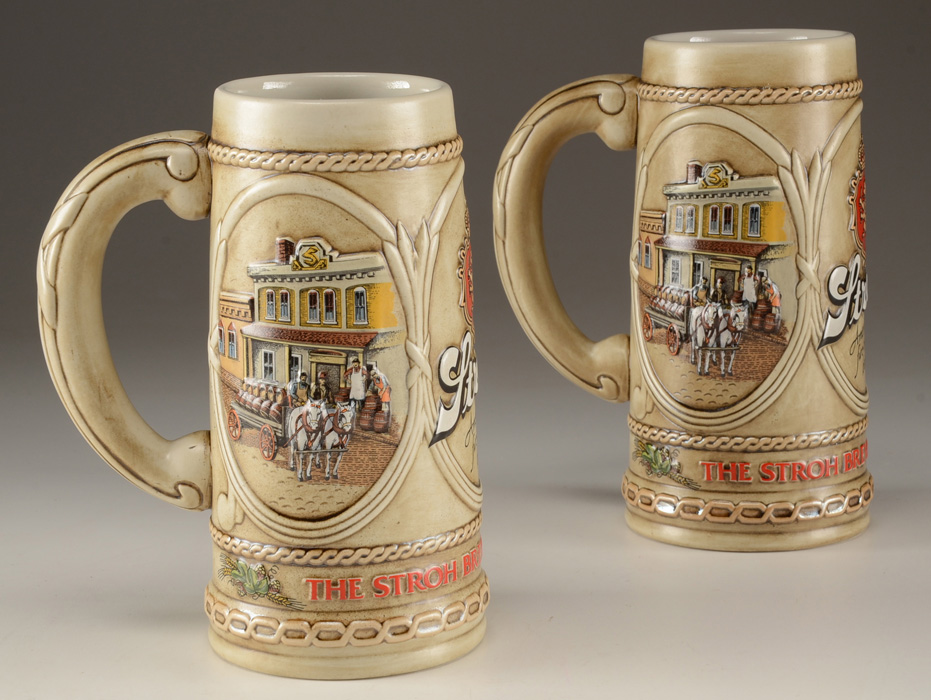 Six Stroh's Brewery Collector Steins