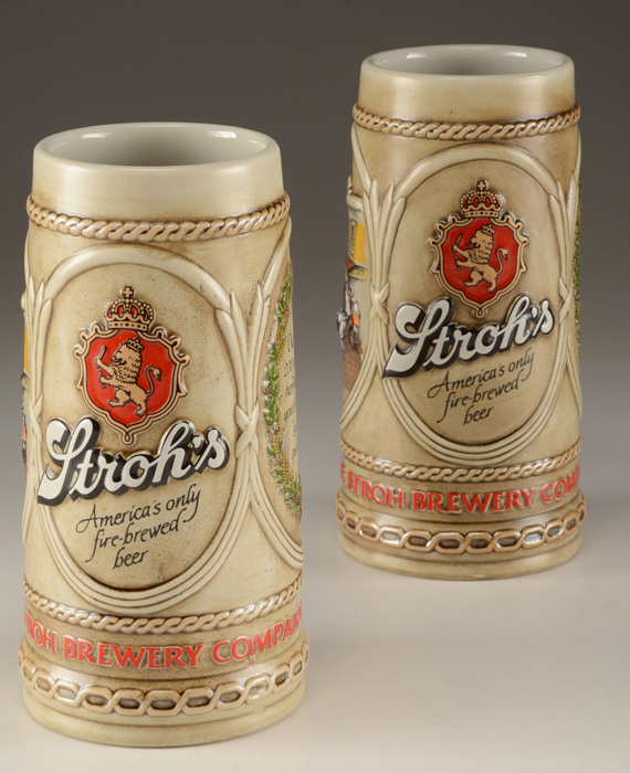 Six Stroh's Brewery Collector Steins