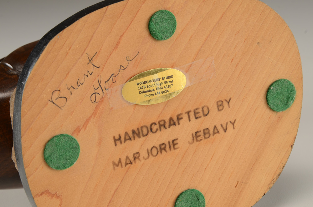 Marjorie Jebavy Wooden Brant Goose Sculpture