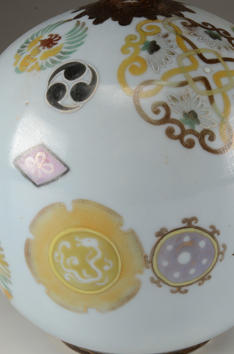 Asian Carved Soapstone Vase and Round Hand Painted Porcelain Vase