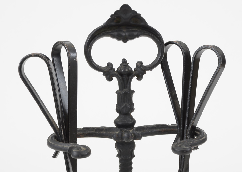 Antique Cast Fireplace Stand with Steel Tools