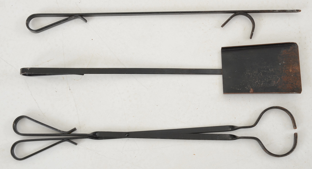 Antique Cast Fireplace Stand with Steel Tools