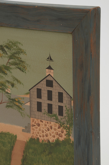 Framed Signed American Folk Art Painting Fireplace Screen