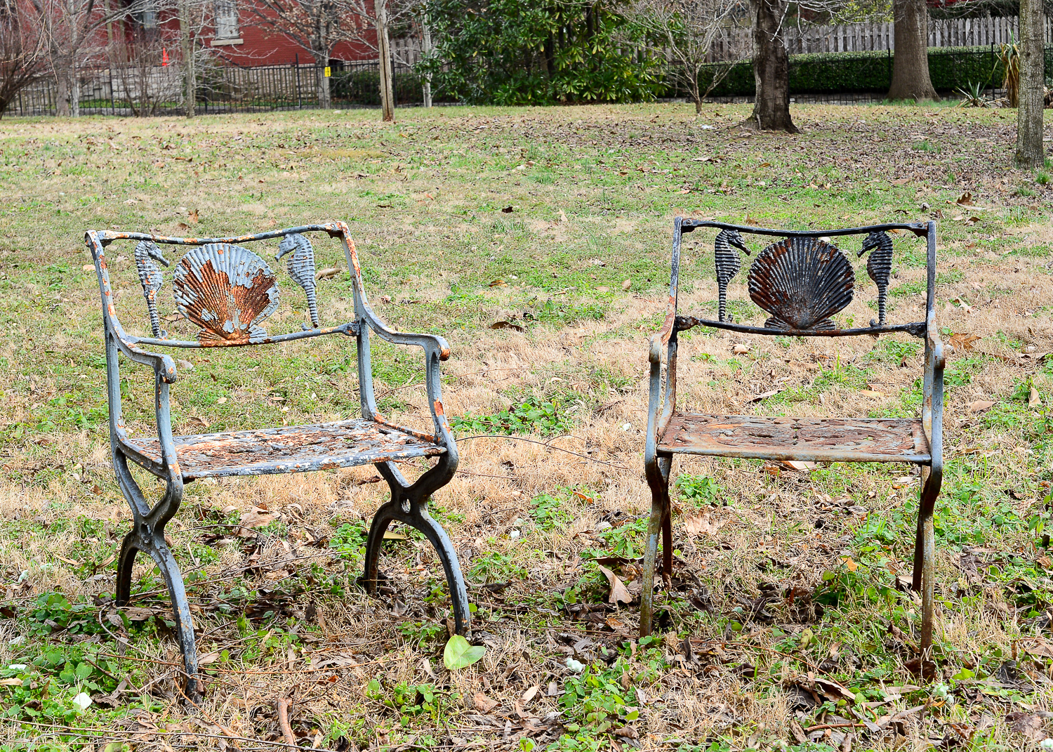 1940s Hollywood Regency Cast Aluminum Patio Chairs by Molla