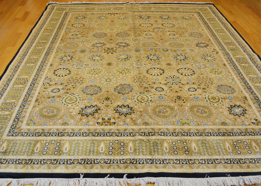 Jerry Aziz Perisan Hand-Knotted Dark Khaki Wool Area Rug