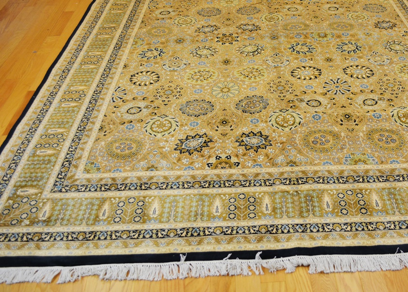 Jerry Aziz Perisan Hand-Knotted Dark Khaki Wool Area Rug