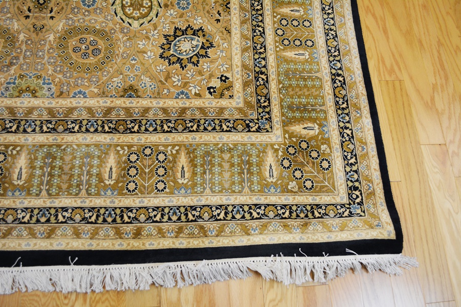 Jerry Aziz Perisan Hand-Knotted Dark Khaki Wool Area Rug