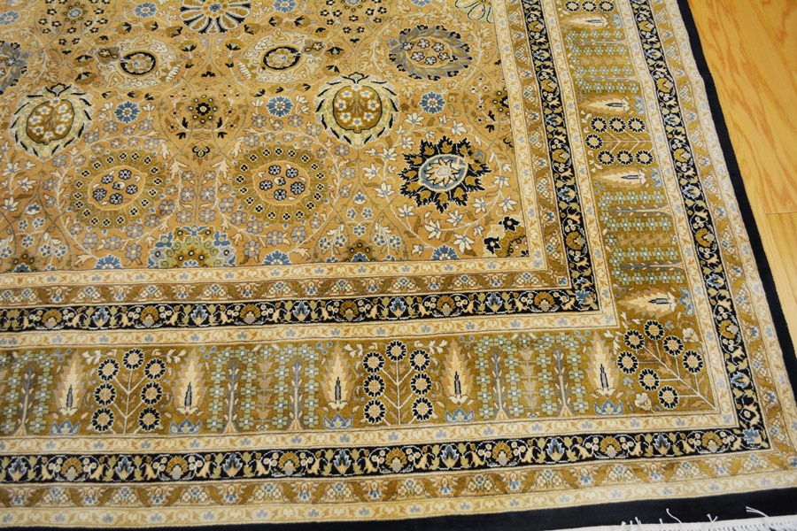 Jerry Aziz Perisan Hand-Knotted Dark Khaki Wool Area Rug