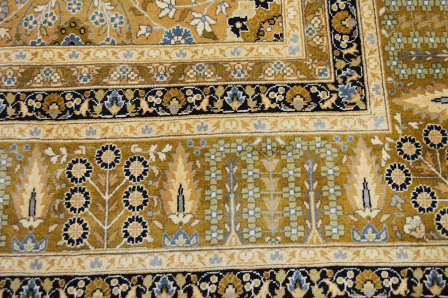 Jerry Aziz Perisan Hand-Knotted Dark Khaki Wool Area Rug