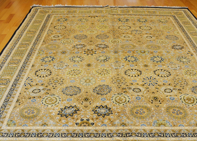 Jerry Aziz Perisan Hand-Knotted Dark Khaki Wool Area Rug