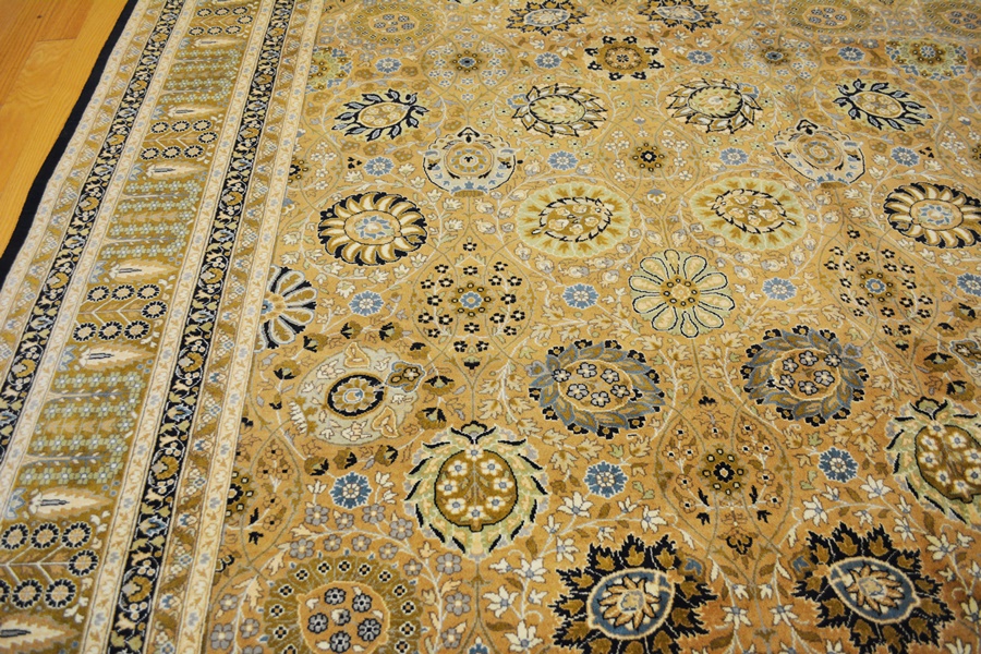 Jerry Aziz Perisan Hand-Knotted Dark Khaki Wool Area Rug