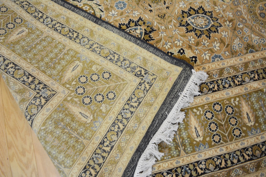 Jerry Aziz Perisan Hand-Knotted Dark Khaki Wool Area Rug