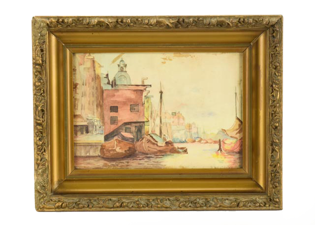 B. Brunelle Watercolor Painting of Harbor