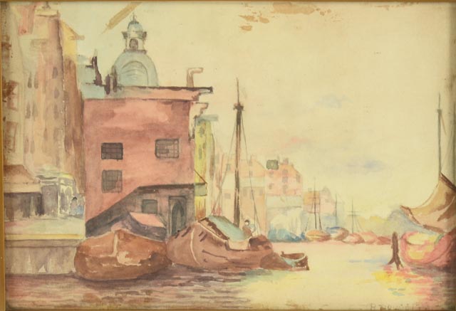 B. Brunelle Watercolor Painting of Harbor