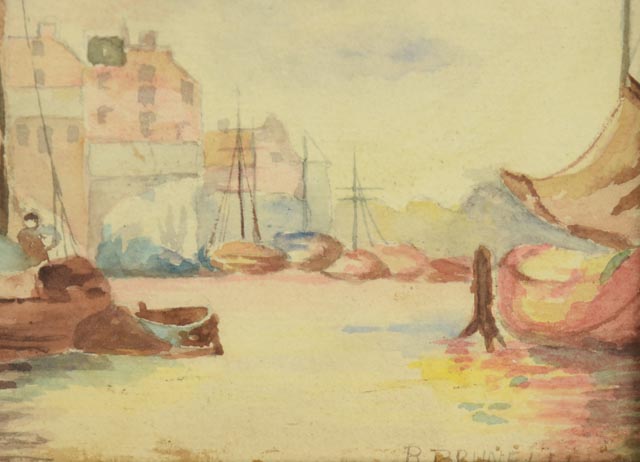 B. Brunelle Watercolor Painting of Harbor