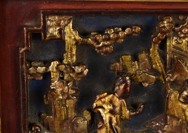 Antique Chinese Carved Wooden Plaque