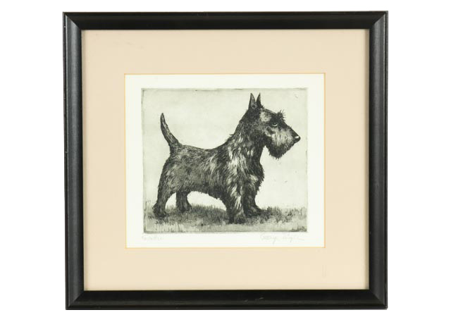 George Engle Signed Aquatint Etching "Scottie"