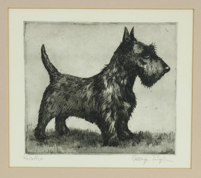 George Engle Signed Aquatint Etching "Scottie"