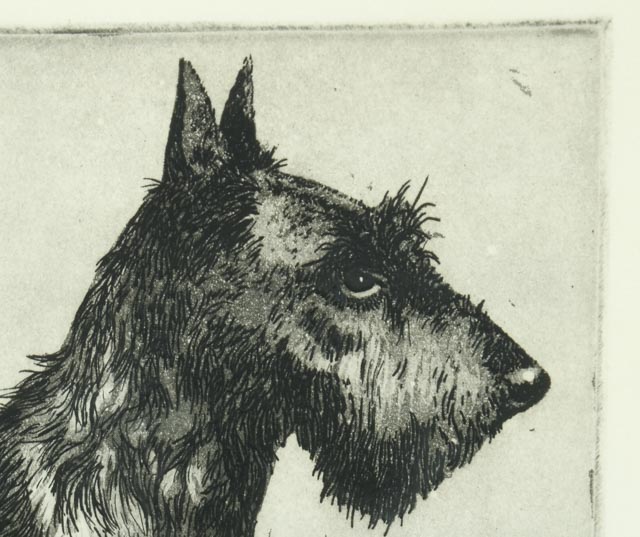 George Engle Signed Aquatint Etching "Scottie"