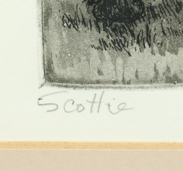 George Engle Signed Aquatint Etching "Scottie"