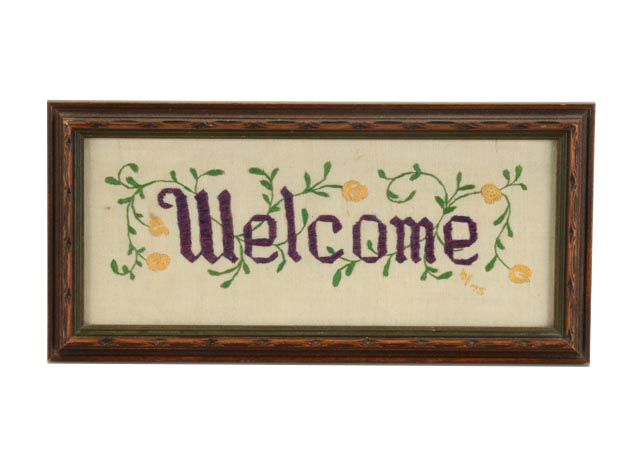 Vintage "Welcome" Needlepoint