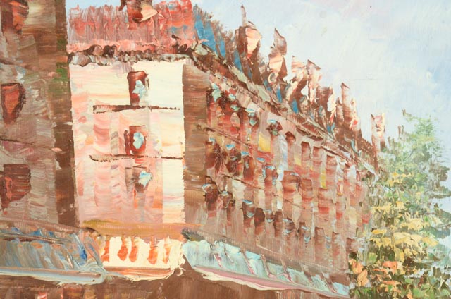 Caroline Burnett Oil on Canvas Parisian Street Scene