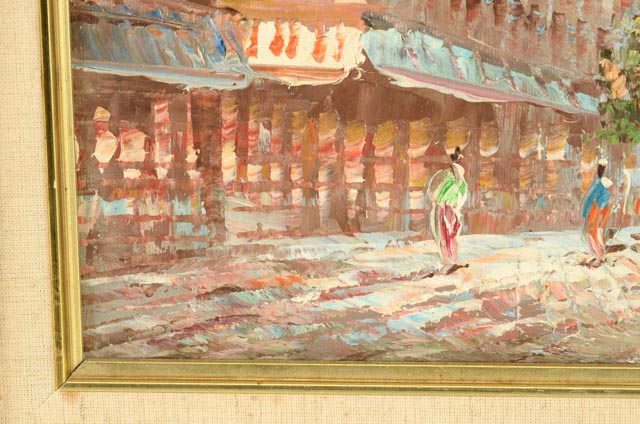 Caroline Burnett Oil on Canvas Parisian Street Scene