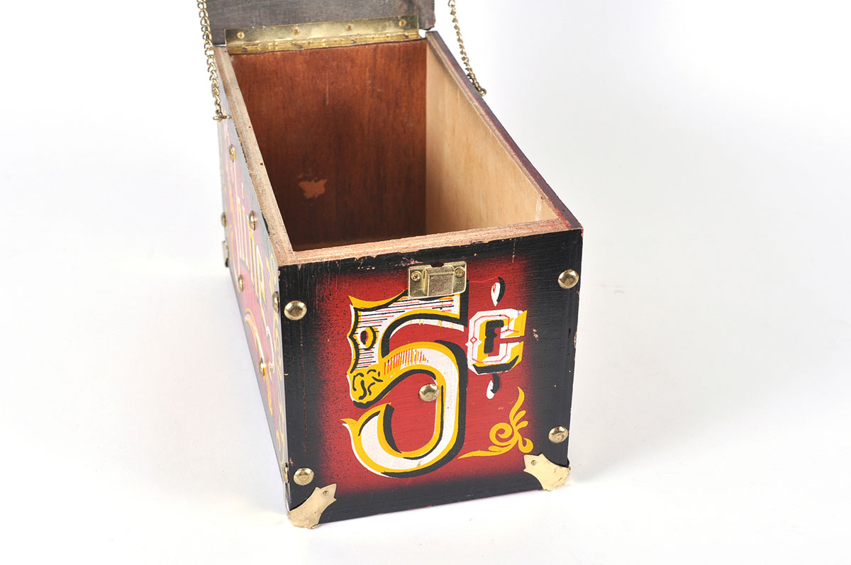 Painted Wood Shoe Shine Box and Small Items