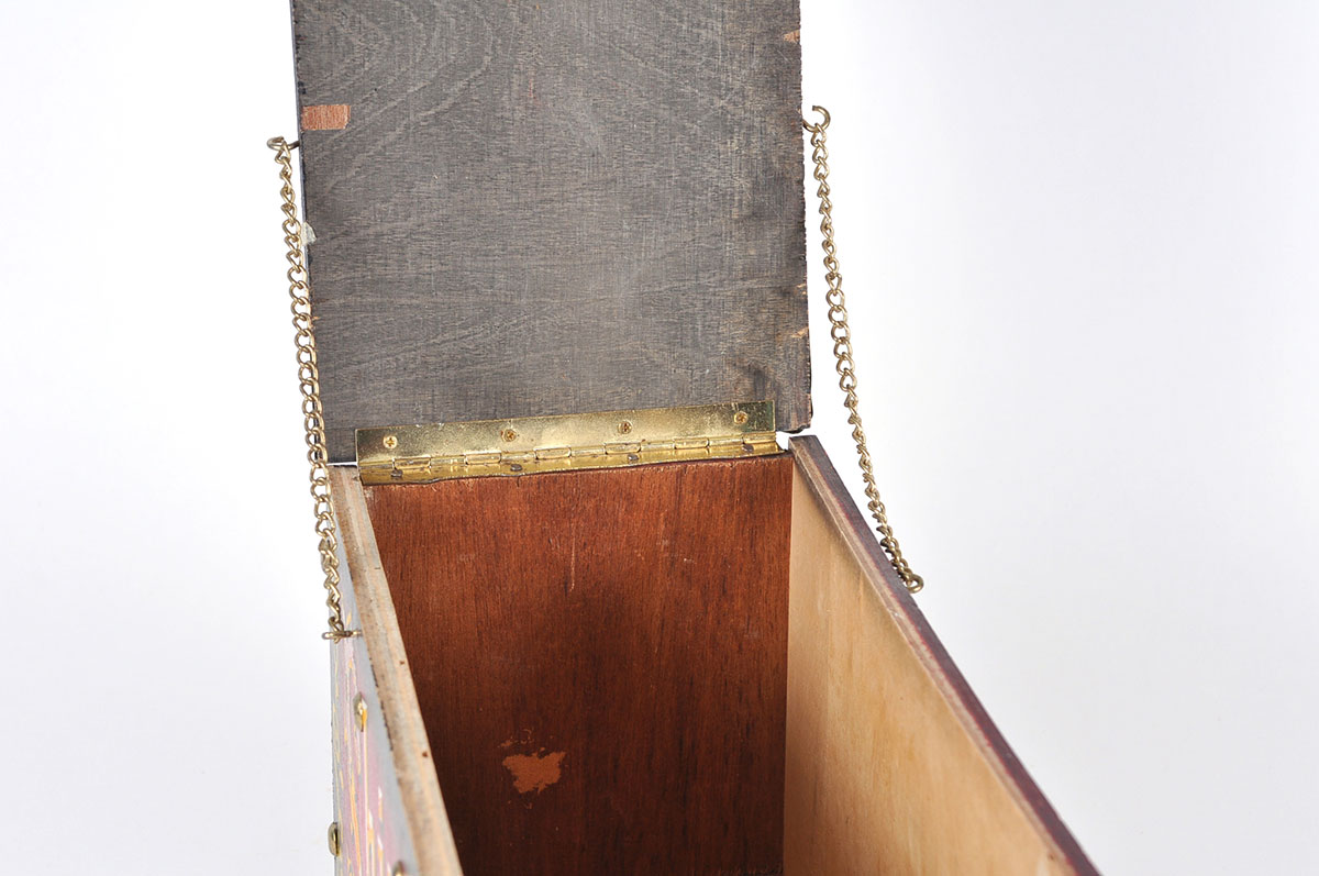 Painted Wood Shoe Shine Box and Small Items