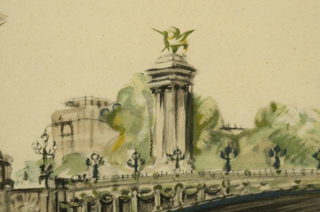 Pair of Janicotte Hand-Colored Stone Lithographs of Paris