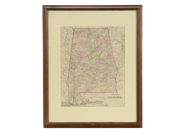 1866 J.H. Colton Map of Alabama