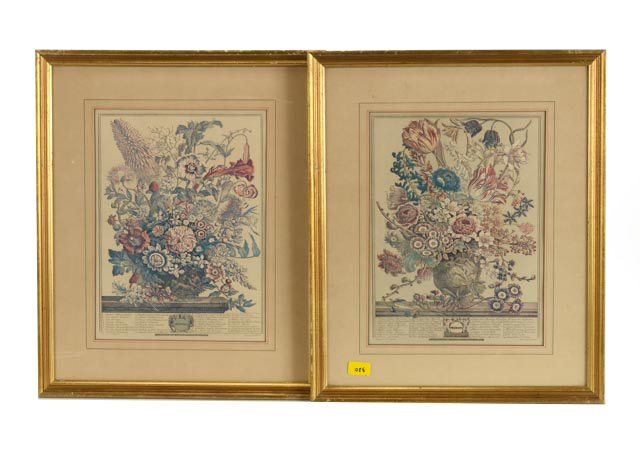 Pair of Robert Furber "12 Months of Flowers" Offset Lithographs