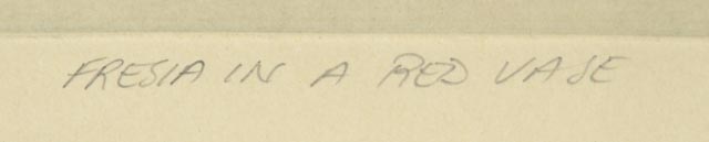 Gary Alan Bukovnik Aquatint Etching "Fresia in a Red Vase"