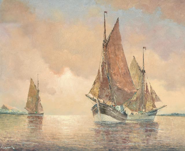 Franz Ambrasath Original Oil on Canvas Seascape