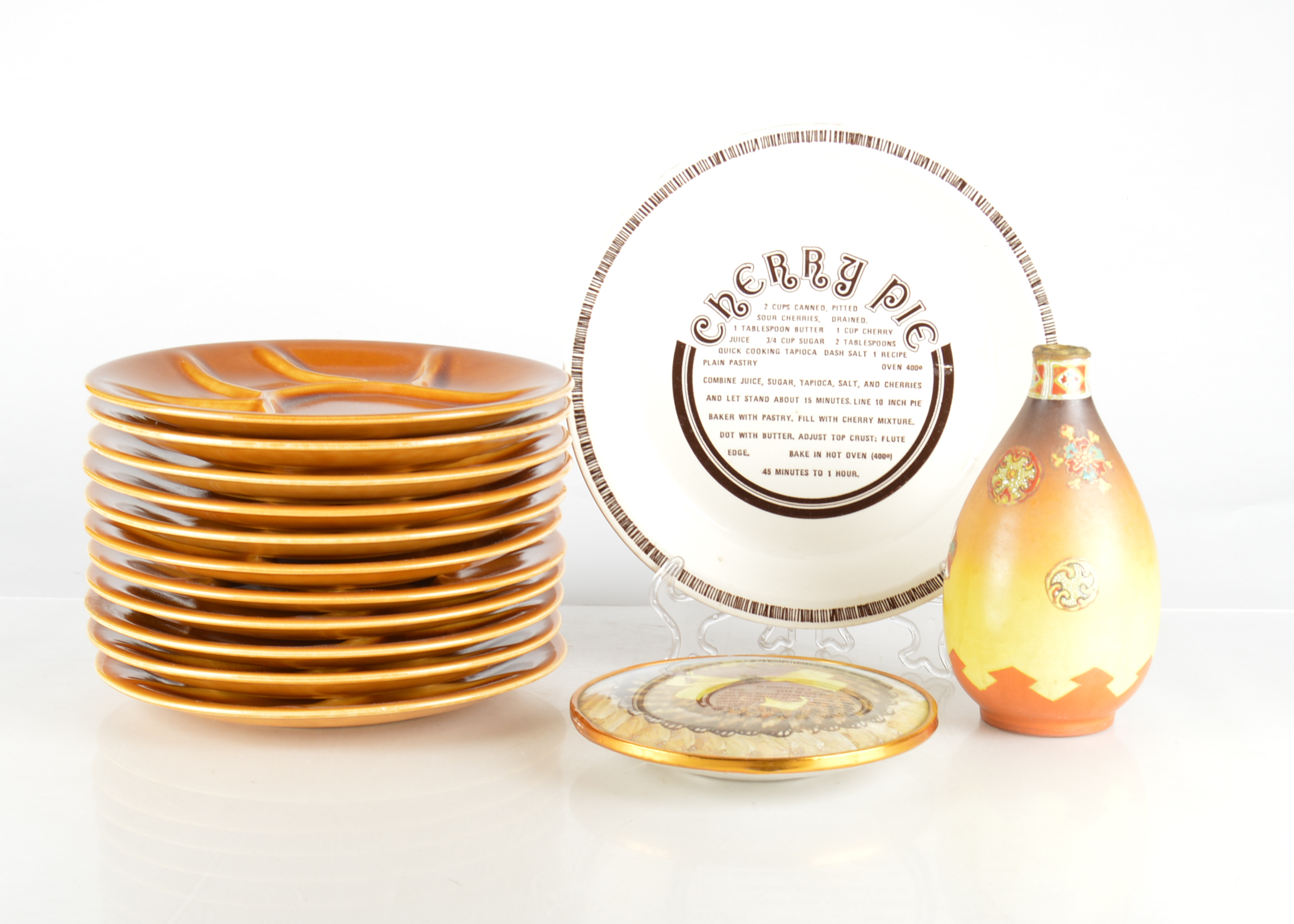 Vintage Pottery and Butterfly Wall Decoration