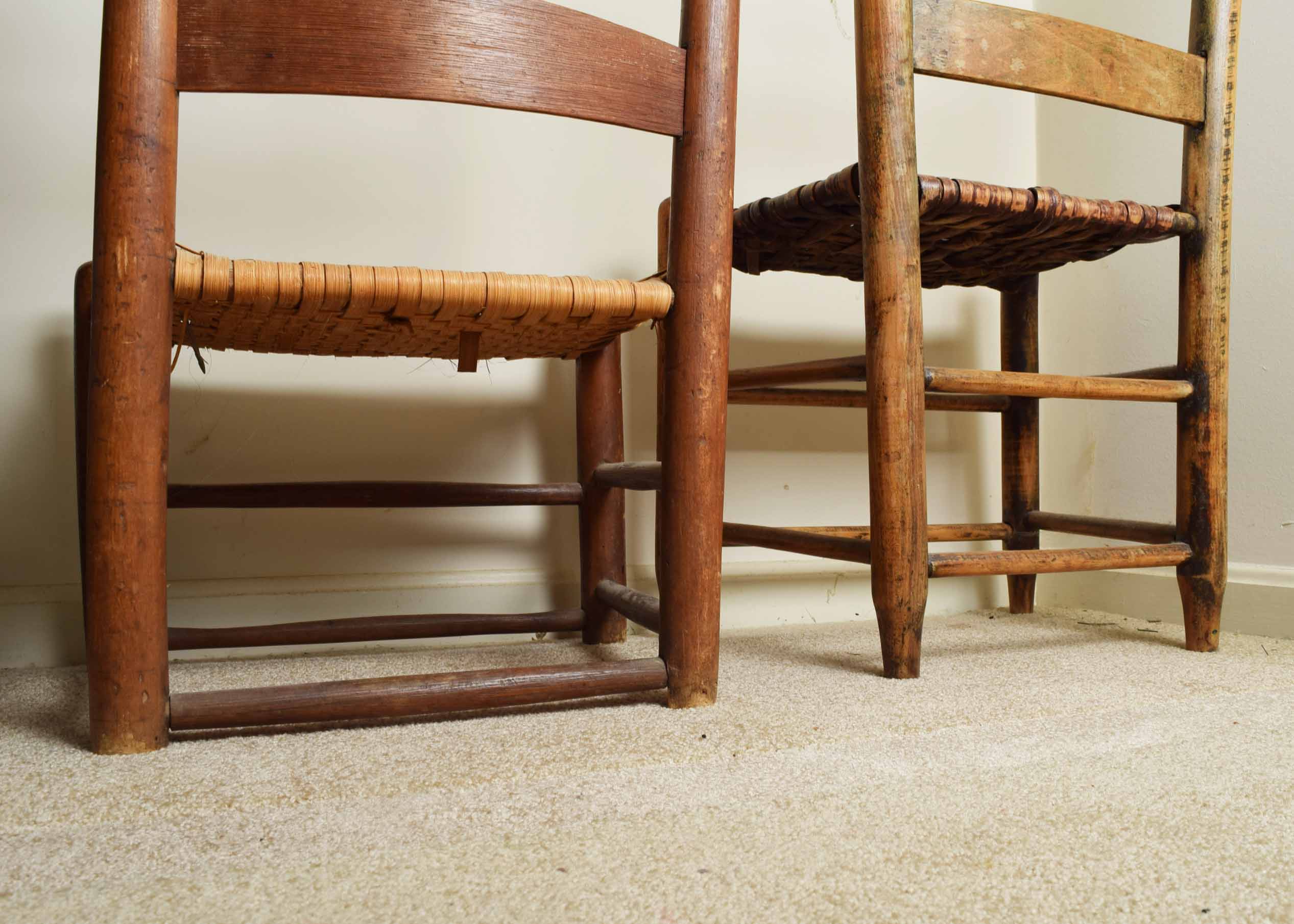 Pair of Vintage Woven Seat Ladder Back Chairs