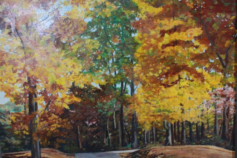 Signed M.L. Lathrop Impressionist Forest Path Oil Painting