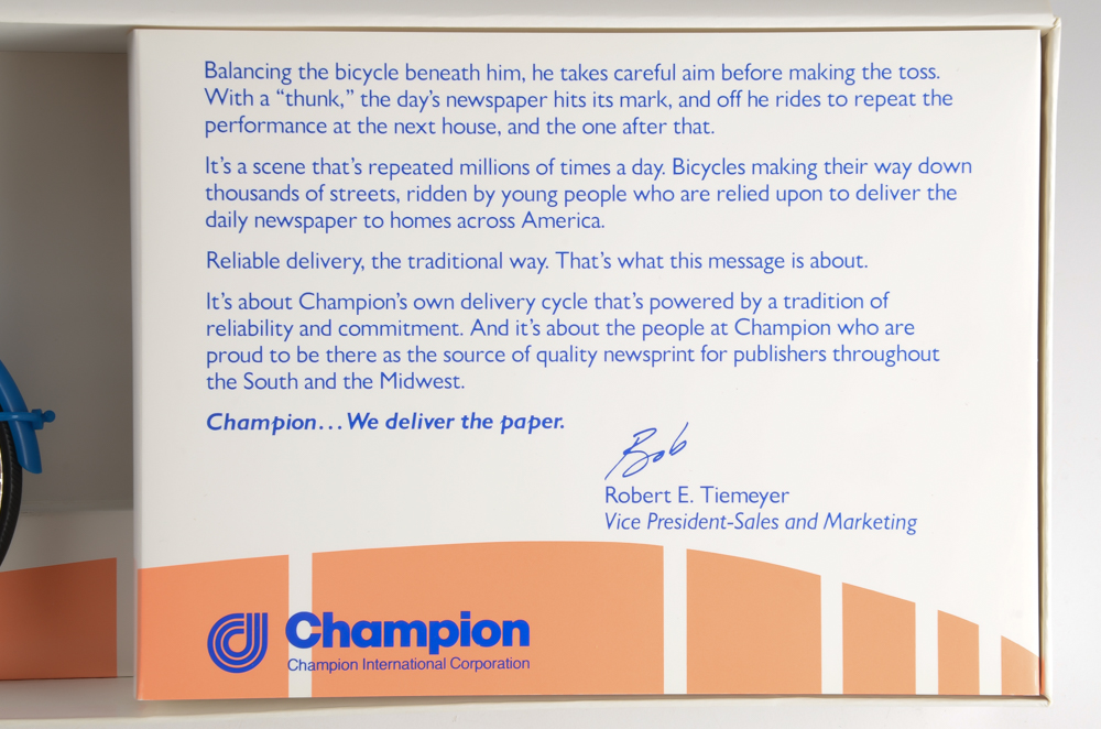 Limited Edition Champion Paper Promotional Model Bicycles
